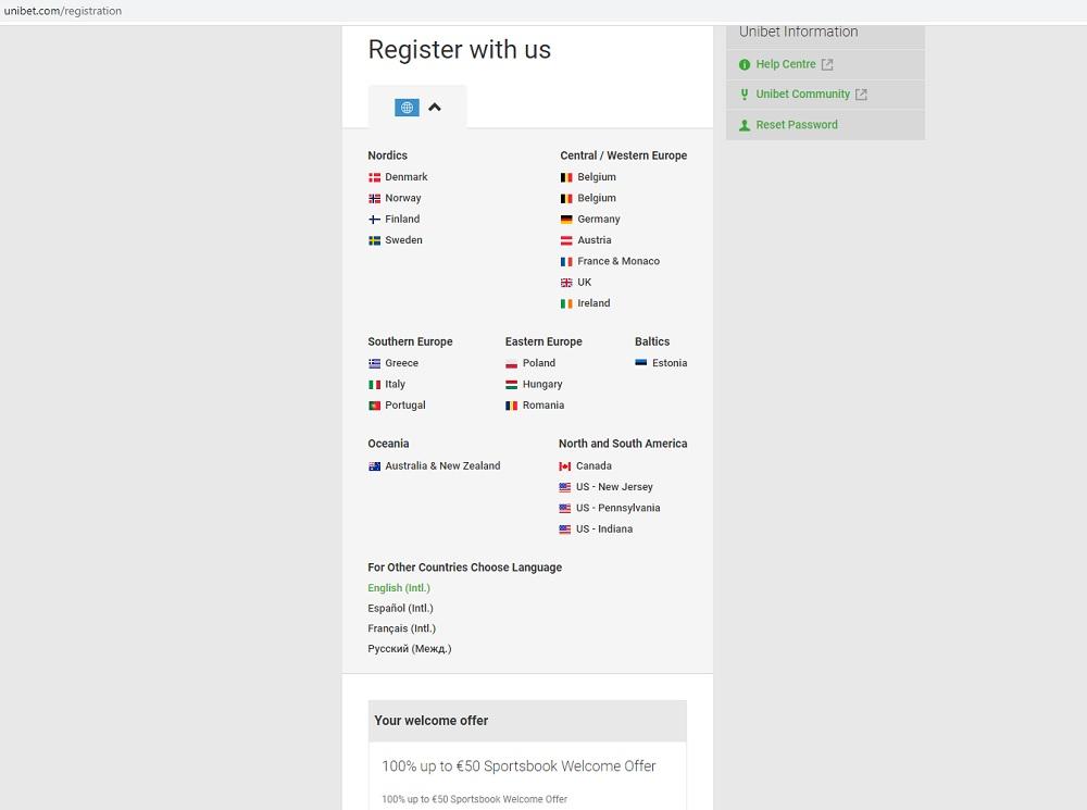 formulari de registre d'unibet