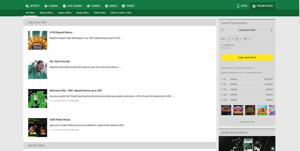 bonificació unibet