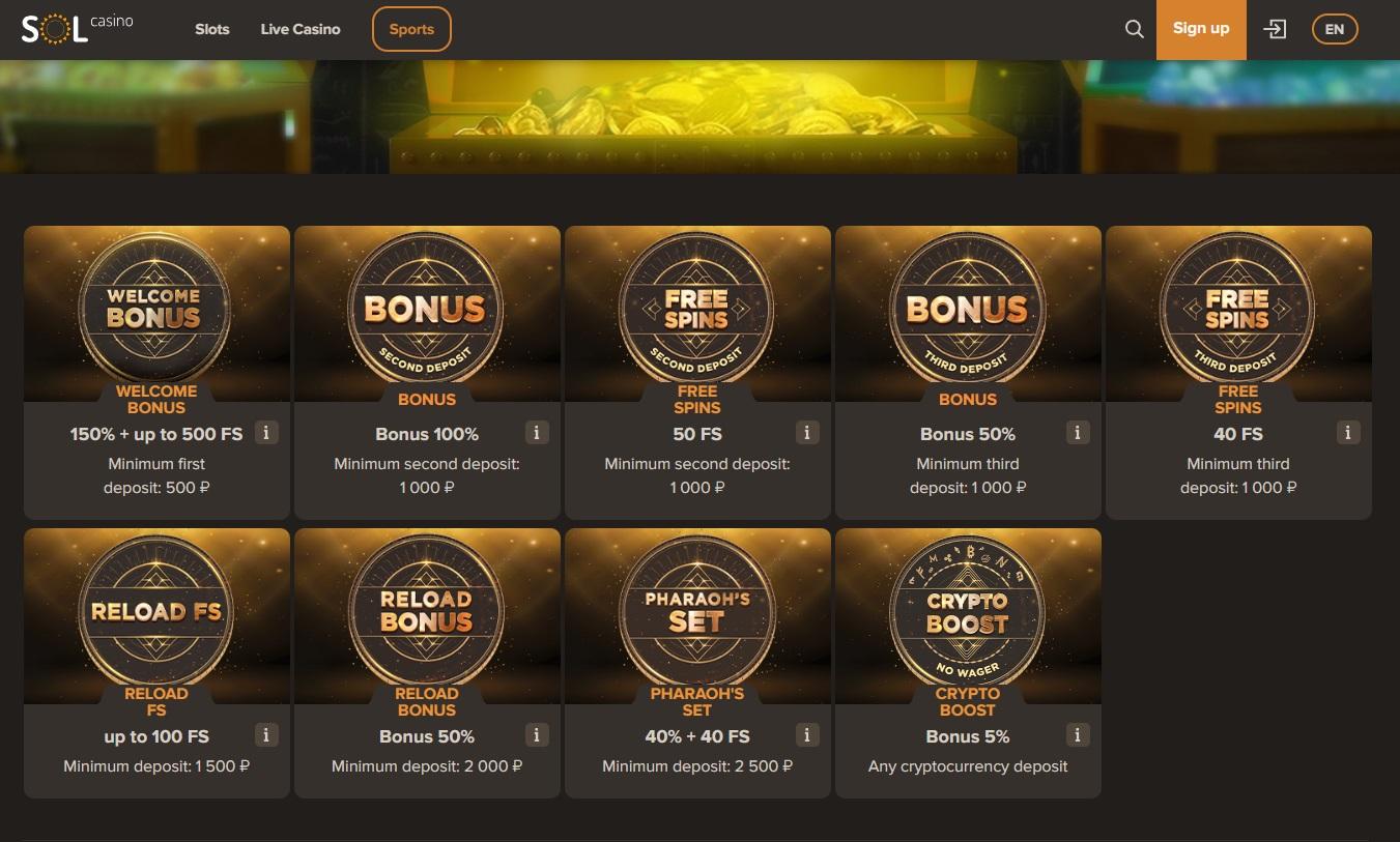 Bonus de casino sol