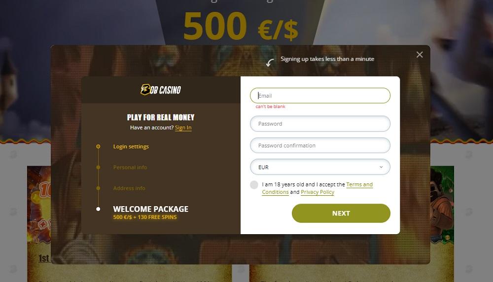 registre de bob casino